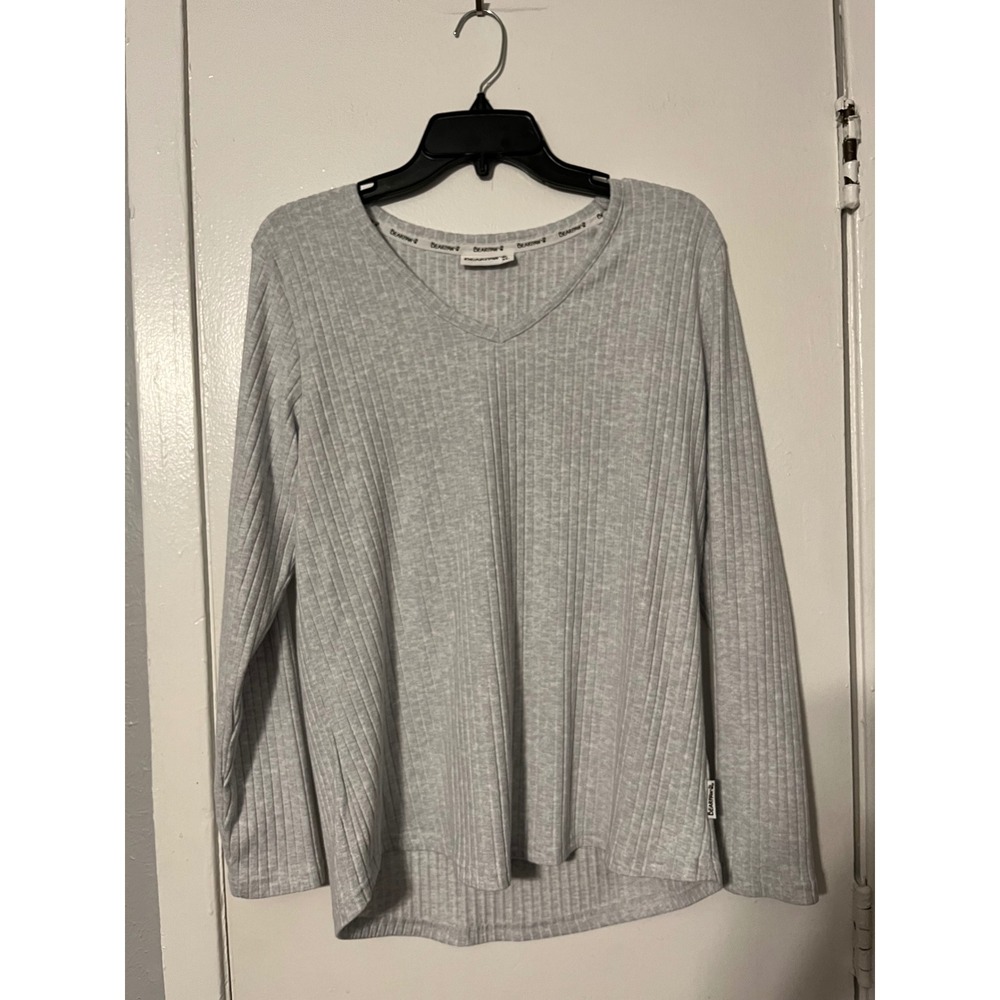 Bearpaw Womens Heather Gray Ribbed V-Neck Long‎ Sleeve Top WA50720-050-9ZA XL